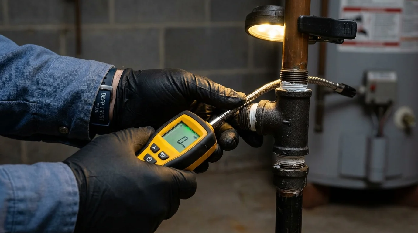 Gas leak detection with electronic sniffer by Johns Plumbing LLC in North Kingstown