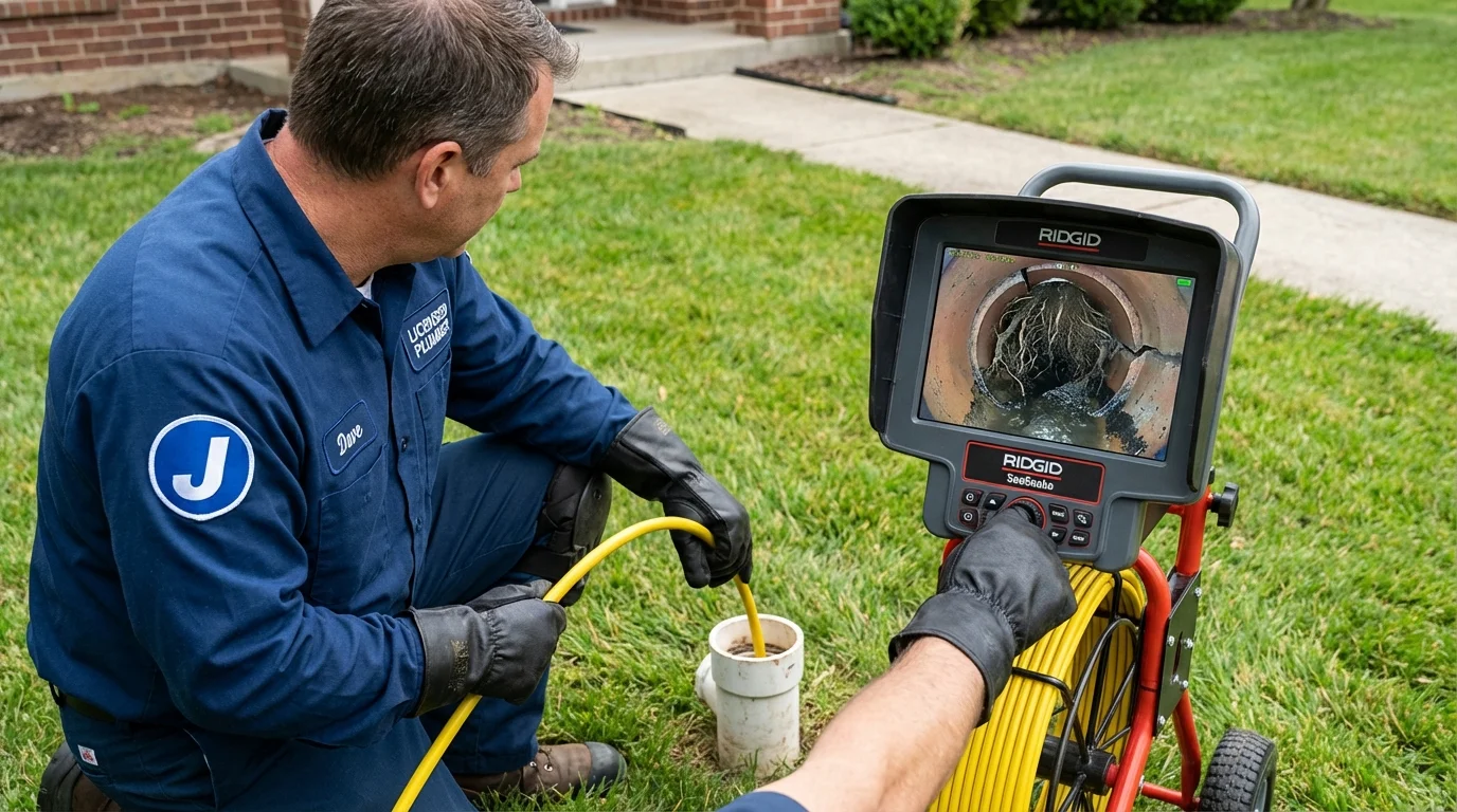 Sewer camera inspection being performed by Johns Plumbing LLC in North Kingstown